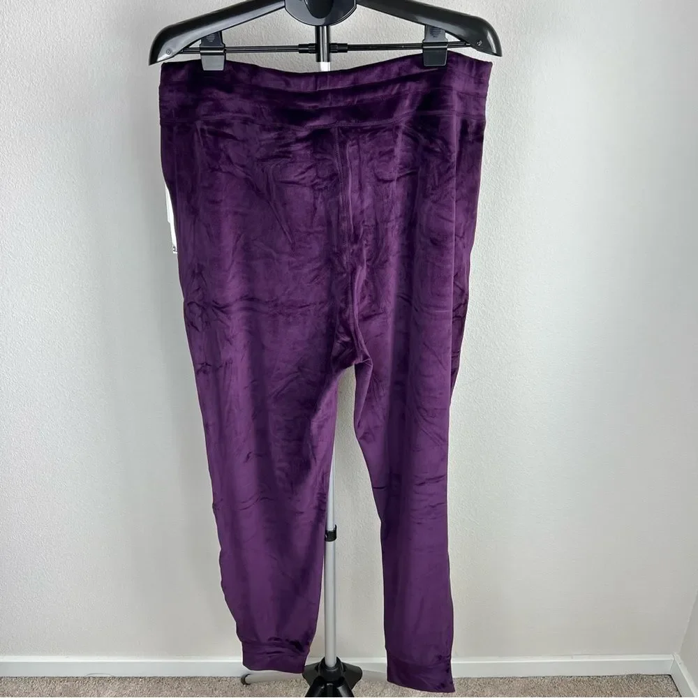 NWT 32 Degrees Heat Velour Joggers Women XXL Purple Lounge Pants Soft‎ Cozy